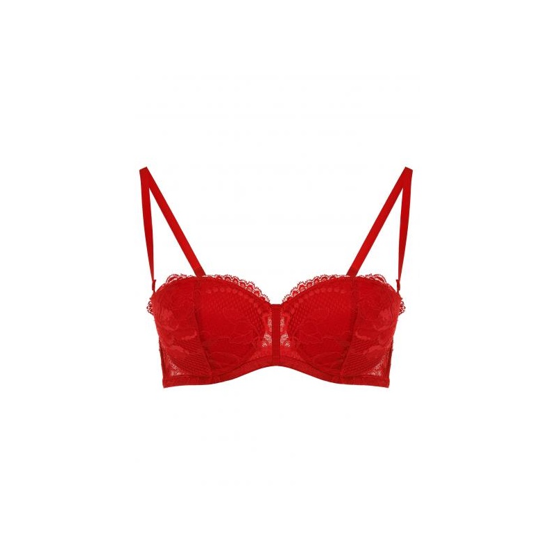 La Pagode Port Royal lace-trimmed stretch-satin balconette bra