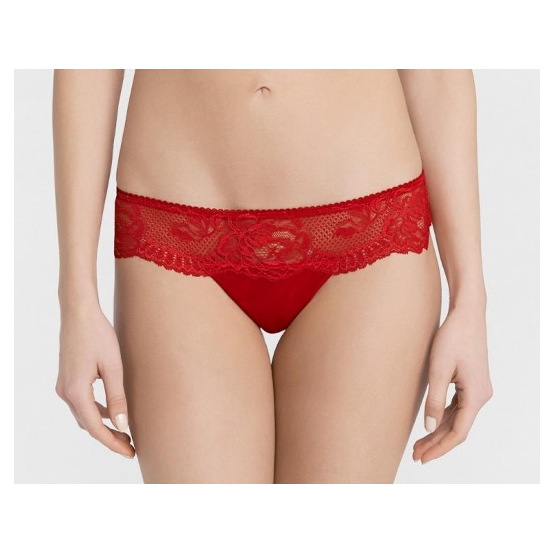 La Perla Women's Lace Thong - Red, Size L ($35) ❤ liked on