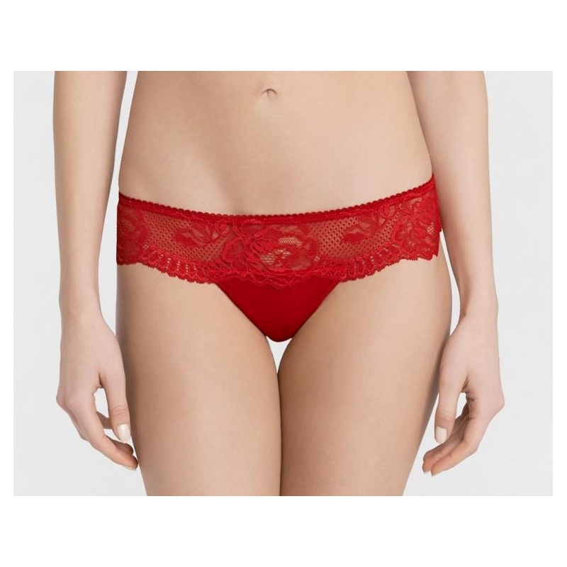 La Perla Women's Lace Thong - Red, Size L ($35) ❤ liked on