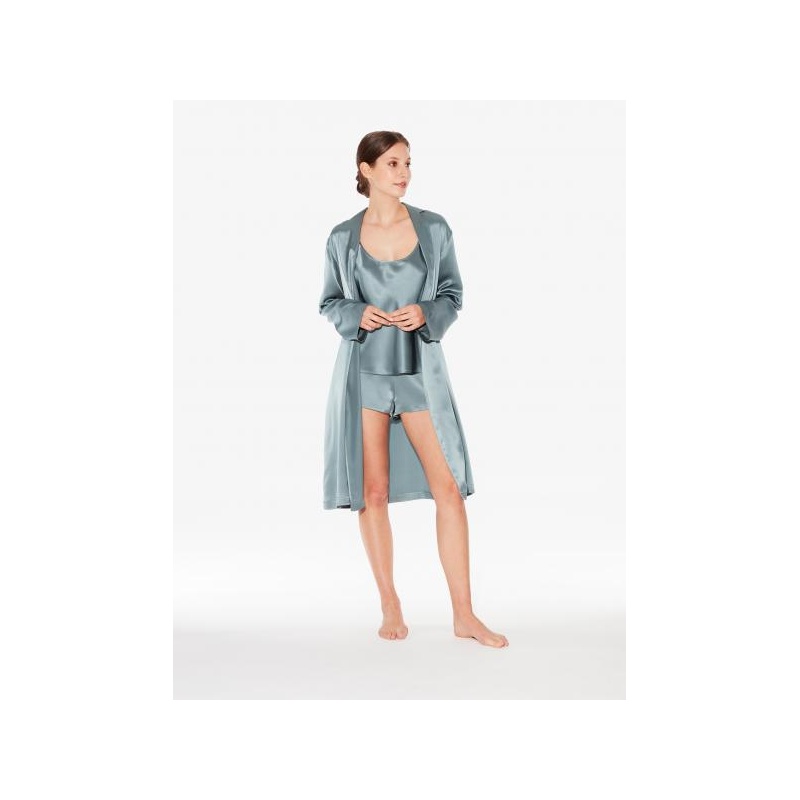 Silk La Perla robe frosty green www.luxtonboutique