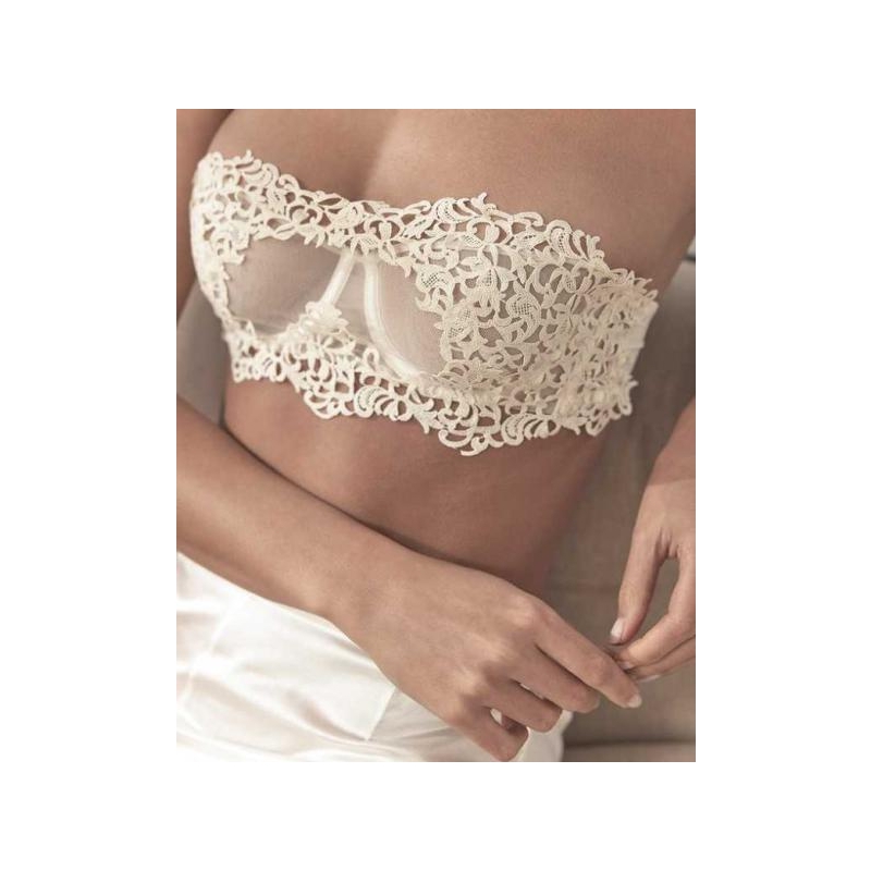 Off-white triangle bra with macramé - La Perla - US