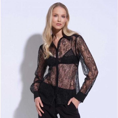 Athena Chantilly lace coctail blouse black S