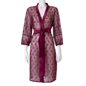 La Belle époque pitsinen aamutakki viininpunainen