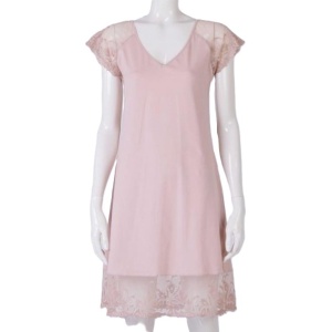 La Belle époque cotton nightgown with lace beige