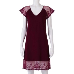 La Belle époque cotton nightgown with lace burgundy