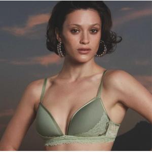 Luxurious soft spacer triangle bra sage green