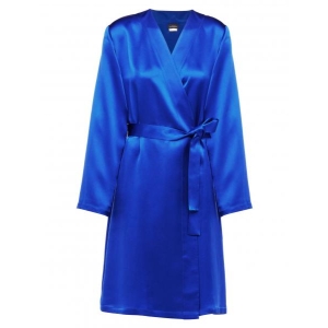 Silk La Perla шелковый атласный  халат ярко-синий