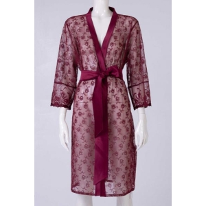 La Belle époque lace dressing gown burgundy
