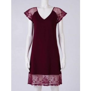 La Belle époque cotton nightgown with lace burgundy
