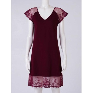 La Belle époque cotton nightgown with lace burgundy