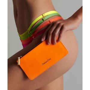 Maison Close Corps à Corps Neon leather pouch coral