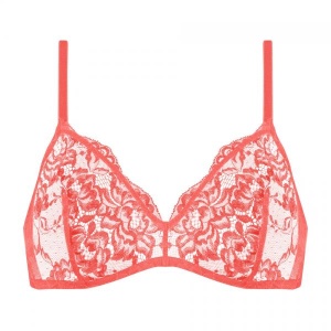 MEY COTTON LACE triangle bra red lobster