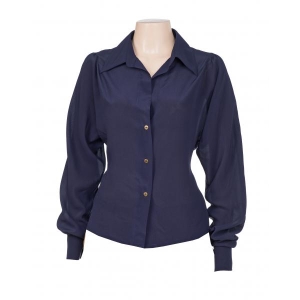 Amber silk blouse blue L