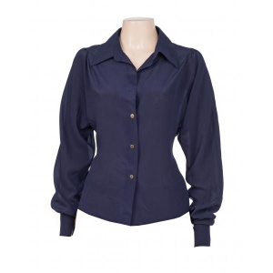 Amber silk blouse blue L